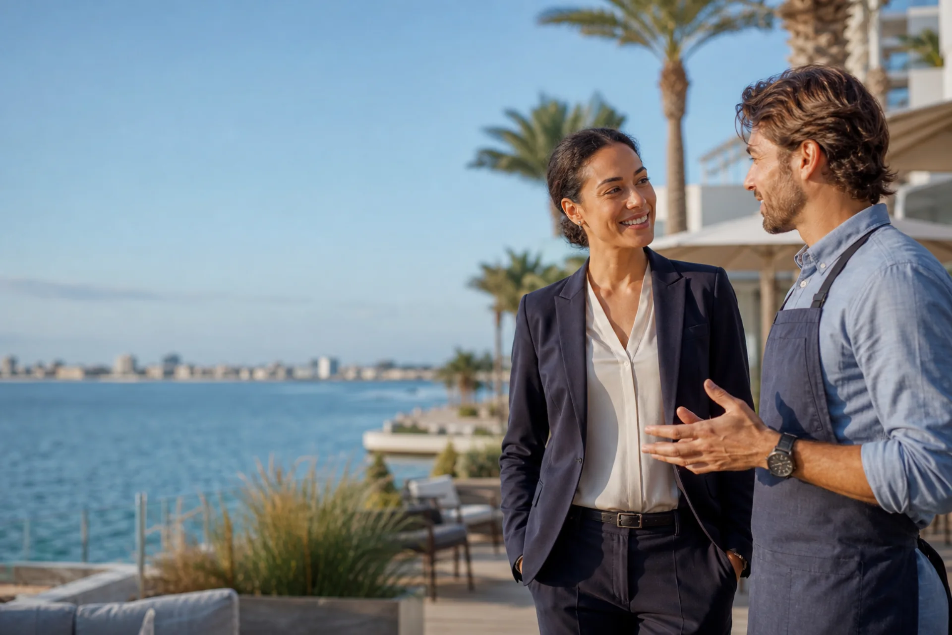Clearwater hospitality and small-business professionals near a sunny Gulf Coast waterfront