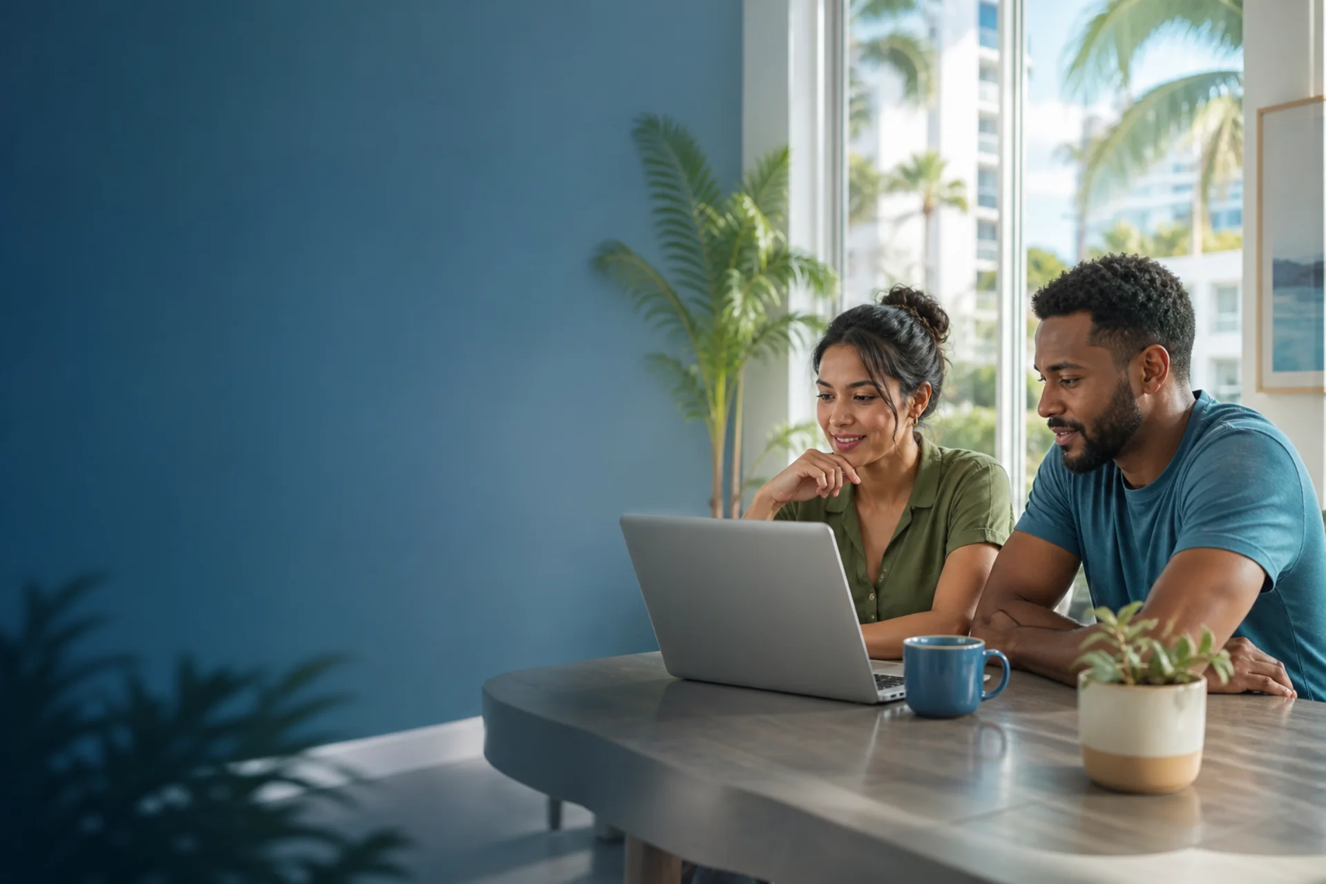 An Orlando independent professional having a video consultation from a bright Florida home office