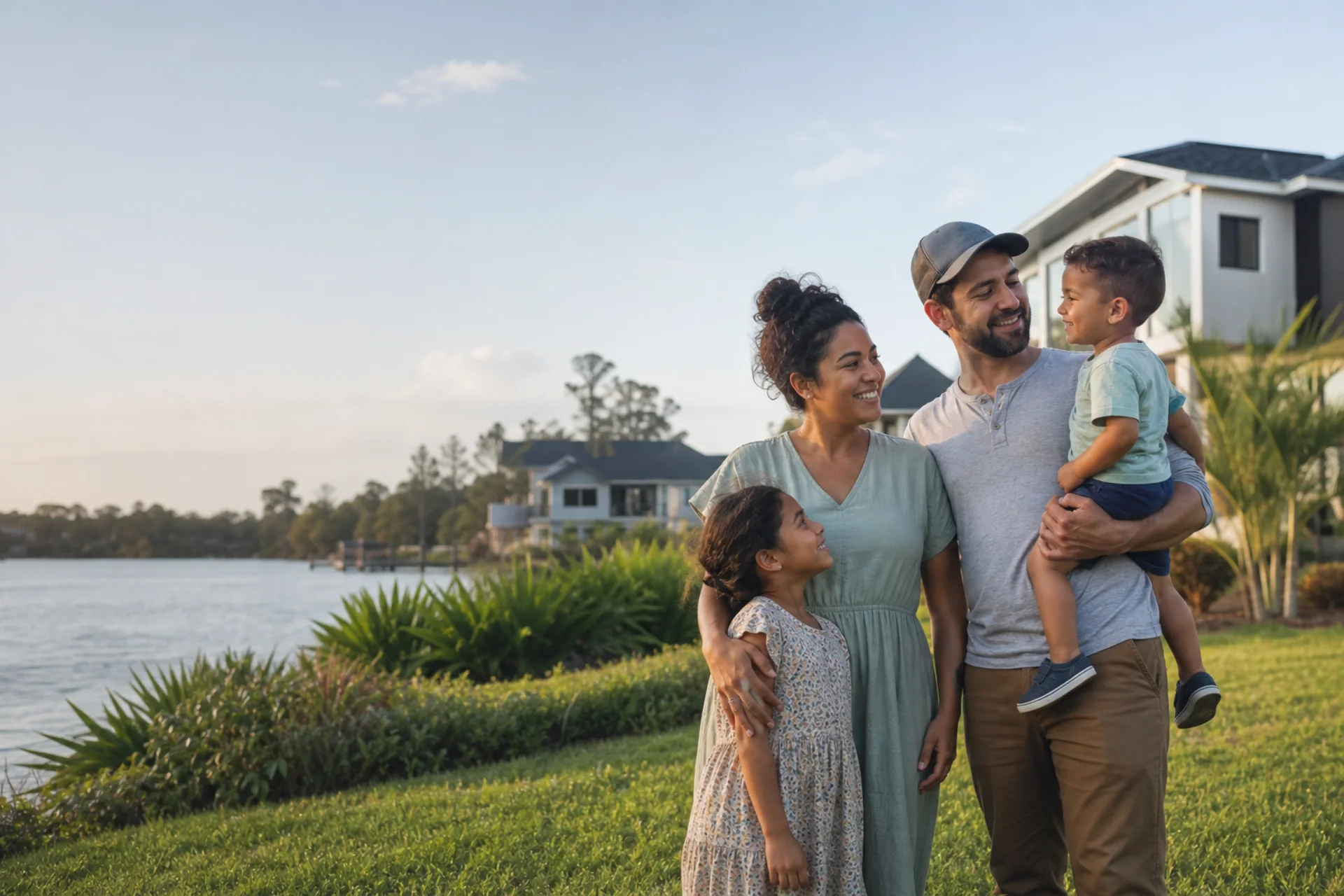 A young Riverview family in a modern Florida neighborhood near the Alafia River